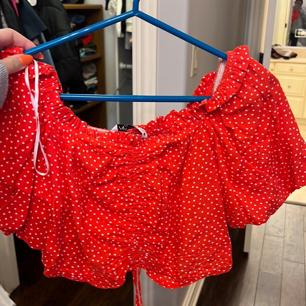Zara Red Polka Dot Crop